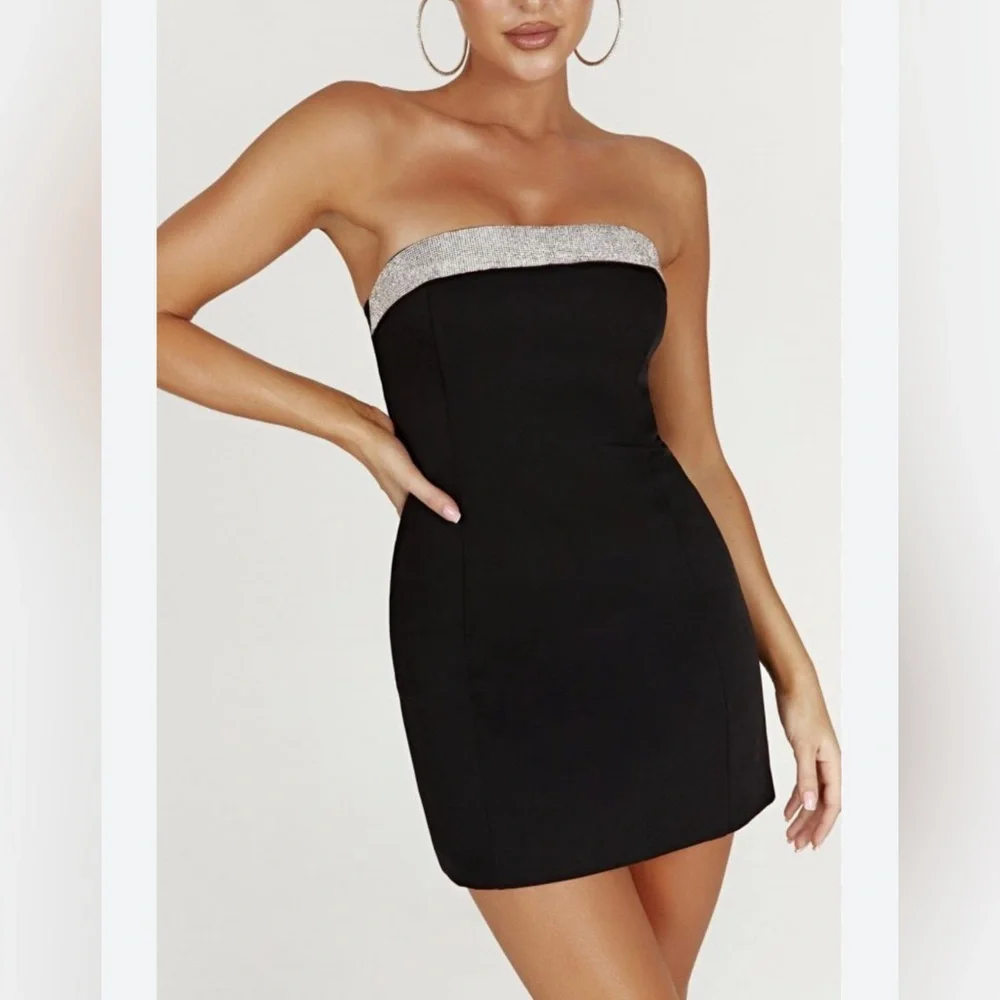 princess polly rhinestone dress Reeva Mini Dress Black